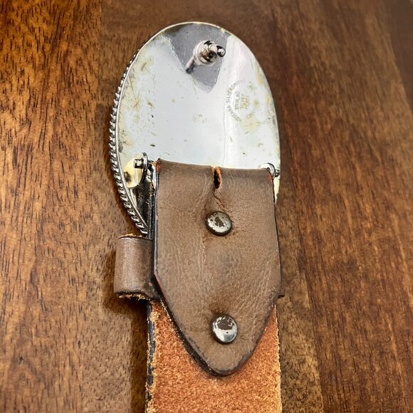 Montana SilverSmiths Cowboy/Cowgirl Initial Oval Silver Belt Buckle Leather Belt - Picture 10 of 14